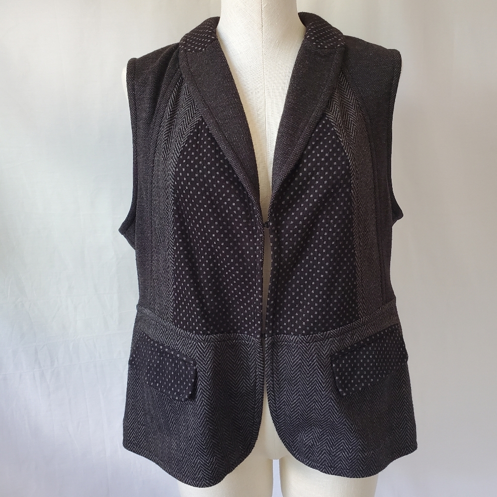 Coldwater Creek Black & Gray Patterned Vest